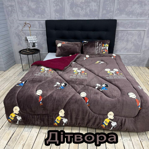 Ковдра-покривало антиалергенна Мікрофібра ворс з малюнком плюс баранчик підкладка